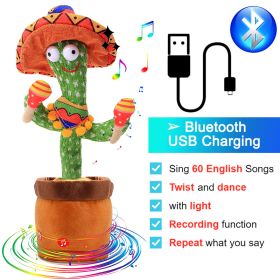 Bluetooth Dancing Cactus Repeat Talking Toy 60/120 Songs Electronic Plush Toys Singing Recording Doll Early Education for Kids (Color: Bluetooth Hat, Ships From: China)