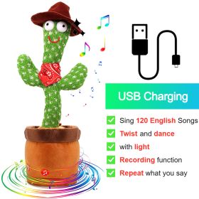 Bluetooth Dancing Cactus Repeat Talking Toy 60/120 Songs Electronic Plush Toys Singing Recording Doll Early Education for Kids (Color: Charge Cowboy, Ships From: China)