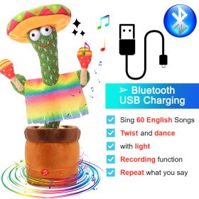 Bluetooth Dancing Cactus Repeat Talking Toy 60/120 Songs Electronic Plush Toys Singing Recording Doll Early Education for Kids (Color: Bluetooth Hammer, Ships From: China)