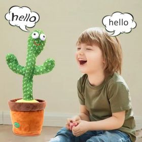 Home Decoration Gift Lovely Talking Toy Dancing Cactus Doll Speak Talk Sound Record Repeat Toy Kawaii Cactus Children Education (Color: as pic A)