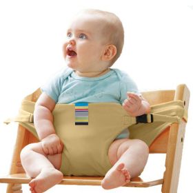Portable Baby Chair Safety Cloth Harness for Infant Toddler Feeding Highchair Accessories (Color: Khaki)