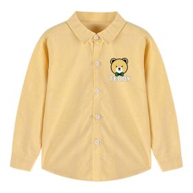 Baby Boy Bear Print Pattern Single Breasted Design Lapel Shirt (Color: Yellow, Size/Age: 100 (2-3Y))