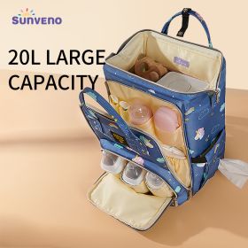 Sunveno Stylish Upgrade Diaper Bag Backpack Multifunction Travel BackPack Maternity Baby Changing Bags 20L Large Capacity (Color: Blue)