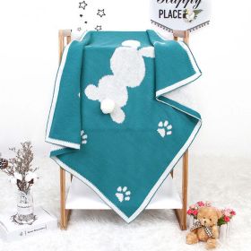 Baby Cartoon Rabbit & Footprints Embroidered Graphic 3D Tail Blanket (Color: Green, Size/Age: (0-12Y))