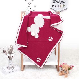 Baby Cartoon Rabbit & Footprints Embroidered Graphic 3D Tail Blanket (Color: Coffee, Size/Age: (0-12Y))
