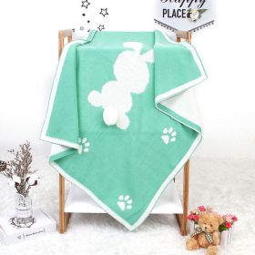 Baby Cartoon Rabbit & Footprints Embroidered Graphic 3D Tail Blanket (Color: Light Green, Size/Age: (0-12Y))