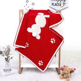 Baby Cartoon Rabbit & Footprints Embroidered Graphic 3D Tail Blanket (Color: Red, Size/Age: (0-12Y))