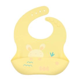 Baby Cartoon Animal Print Food Grade Multi-Adjustable Silicone Bibs (Color: Yellow, Size/Age: Average Size (0-8Y))