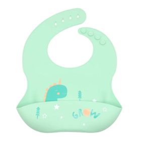 Baby Cartoon Animal Print Food Grade Multi-Adjustable Silicone Bibs (Color: Green, Size/Age: Average Size (0-8Y))