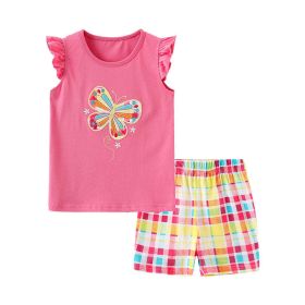 Baby Girl Floral Pattern Crewneck T-Shirt Summer Clothing Sets (Color: Light Pink, Size/Age: 130 (7-8Y))