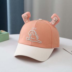 Baby Dinosaur Embroidered Pattern Contrast Design Sunshade Baseball Peaked Hats (Color: Orange, Size/Age: Average Size (2-7Y))