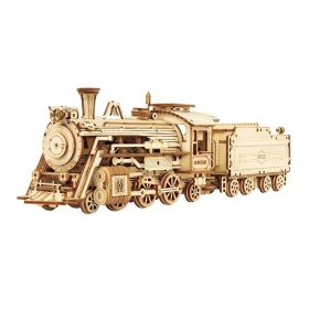 3D Wooden Puzzle Toy Assembly Locomotive Model Building (type: MC501, Color: Natural)