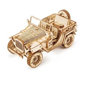 3D Wooden Puzzle Toy Assembly Locomotive Model Building (type: MC701, Color: Natural)