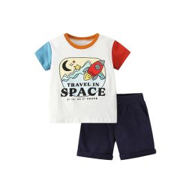 Baby Girl Cartoon And Slogan Pattern Colorblock Design Cotton Shirt (Color: Apricot, Size/Age: 110 (3-5Y))