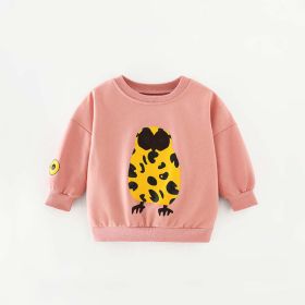 Baby Girl Cartoon Animal Pattern Solid Color Lovely Hoodie (Color: pink, Size/Age: 90 (12-24M))