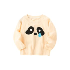 Baby Cute Pattern Solid Color Long Sleeve Spring Autumn Shirt (Color: Apricot, Size/Age: 110 (3-5Y))