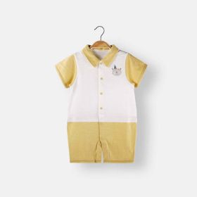 Baby Animal Print Single Breasted Design Color Matching Onesies (Color: Yellow, Size/Age: 100 (2-3Y))