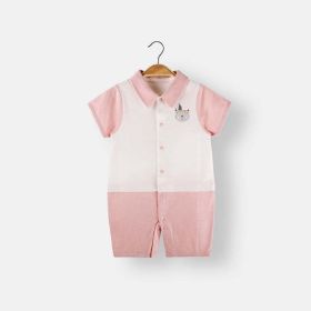 Baby Animal Print Single Breasted Design Color Matching Onesies (Color: pink, Size/Age: 73 (6-9M))