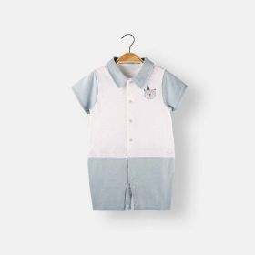 Baby Animal Print Single Breasted Design Color Matching Onesies (Color: Blue, Size/Age: 90 (12-24M))