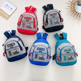 Children Boy Cartoon Robot Pattern Shoulder Backpack Schoolbag (Color: Navy Blue (Dark Blue), Size/Age: Average Size (4-10Y))