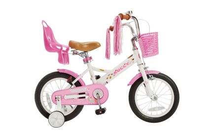 RULLY Kids Bike 12 14 16 Inch Bicycle for Girls Ages 2-7 Years, Training Wheels Included, Girl Bikes with Basket Bike Streamers Toddler, Pink White (Color: White, size: 12 Inch)