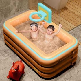 Toy inflatable swimming pool with basketball rack, thickened family inflatable swimming pool suitable for outdoor, garden, backyard, summer (default: default)