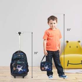 20-Inch 3PCS Kids Rolling Luggage Set;  Trolley Backpack with Lunch Bag and Pencil Case for kids (Pattern: Astronaut)