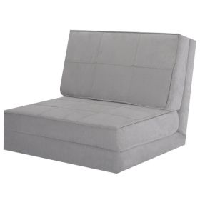 Convertible Lounger Folding Sofa Sleeper Bed (Color: Gray)