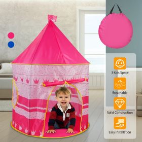 Kids Play Tent Foldable Pop Up Children Play Tent Portable Baby Play House Castle W/ Carry Bag Indoor Outdoor Use (Color: pink)