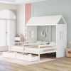 Twin Twin House Bed with 2 Drawers, White