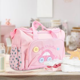 4Pcs Diaper Bag Tote Set Baby Napping Changing Bag Shoulder Mummy Bag with Diaper Changing Pad (Color: pink)