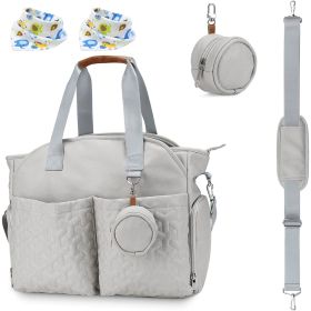 Breast Pump Bag Diaper Tote Bag with Detachable Shoulder Strap Side Pocket Free Baby Bibs Compatible with Spectra S1 S2 Medela (Color: LightGrey)