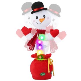 Kid Electric Dance Toy Christmas Elk Snowman Senior Penguin Plush Toy Interactive Sing Song Whirling Mimicking Recording Light up Toy (Pattern: Snowman)
