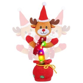 Kid Electric Dance Toy Christmas Elk Snowman Senior Penguin Plush Toy Interactive Sing Song Whirling Mimicking Recording Light up Toy (Pattern: Elk)