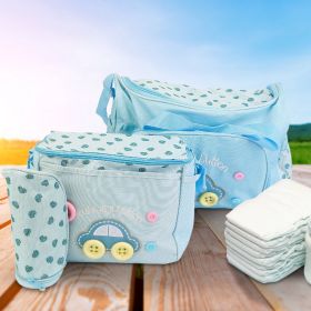 4Pcs Diaper Bag Tote Set Baby Napping Changing Bag Shoulder Mummy Bag with Diaper Changing Pad (Color: LightBlue)