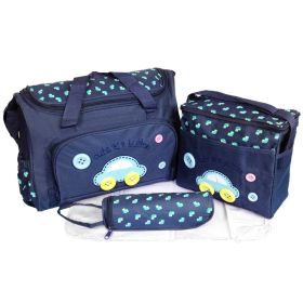 4Pcs Diaper Bag Tote Set Baby Napping Changing Bag Shoulder Mummy Bag with Diaper Changing Pad (Color: DarkBlue)