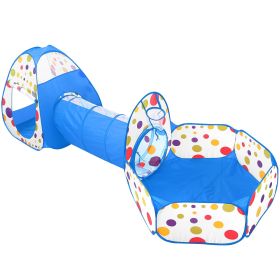 3 In 1 Child Crawl Tunnel Tent Kids Play Tent Ball Pit Set Foldable Children Play House Pop-up Kids Tent (Color: Blue)