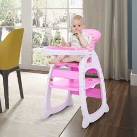 Multipurpose Adjustable Highchair,Children's dining chair for Baby Toddler Dinning Table with Feeding Tray and 5-Point Safety Buckle XH (Color: pink)