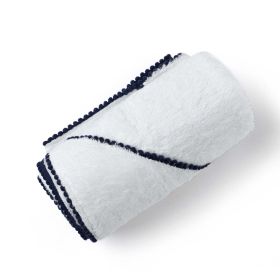 BAMBOO COTTON POM POM HOODED TOWEL (Towel: Navy)