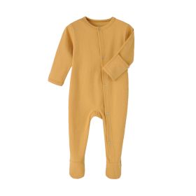 Baby Jumpsuit Rib Long Sleeve Romper (Option: Yellow-3m)