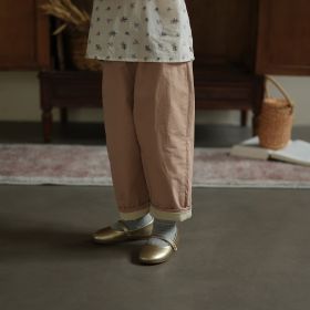 Girls' Autumn Pure Cotton Casual Pants (Option: Dark orange pink-80cm)