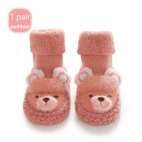 Thickened Baby Walking Floor Socks Cartoon Anti Slip (Option: Pink-M)