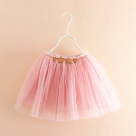 New Tutu Skirt Korean Princess Children's Mesh Dress Baby Dance Pettiskirt (Option: Pink-90cm)