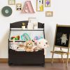 Kids Wooden Toy Storage Unit Organizer with Rolling Toy Box and Plastic Bins