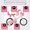 RULLY Kids Bike 12 14 16 Inch Bicycle for Girls Ages 2-7 Years, Training Wheels Included, Girl Bikes with Basket Bike Streamers Toddler, Pink White