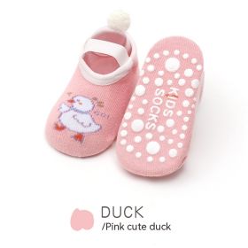 Children's Non-slip Dispensing Cartoon Toddler Socks (Option: Pink Cute Duck-S)
