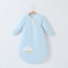 Anti-jump Thickening Of Baby Sleeping Bag In Autumn And Winter (Option: Light blue clouds thickened-M)