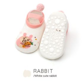 Children's Non-slip Dispensing Cartoon Toddler Socks (Option: White Lovely Rabbit-M)