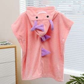 New Dinosaur Children Increase Absorbent Bathrobe With Hood Cloak (Option: Pink-70x140CM bulk)