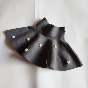 Children's Knitted Mini Skirt High Waist Umbrella Skirt Large Swing Skirt (Option: Gray-Size 110)